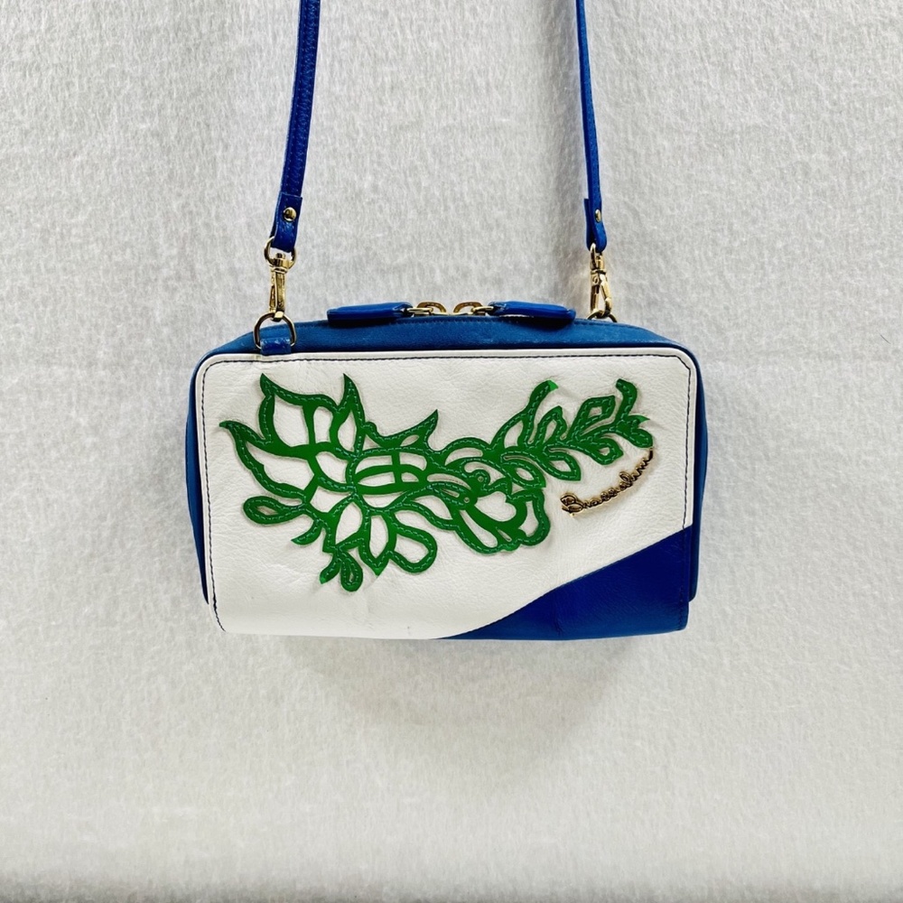 Braccialini Crossbody Wallet Phone Holder Made in Italy Blue White